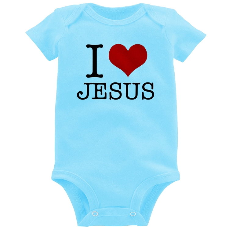Body Bebê I Love Jesus - Azul Bebê