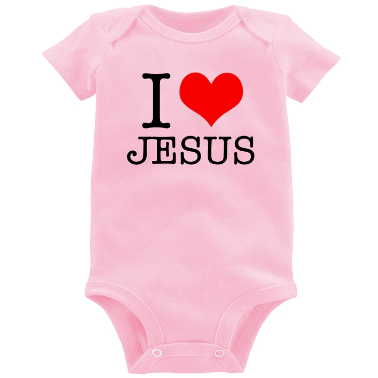 Body Bebê I Love Jesus - Rosa Bebê