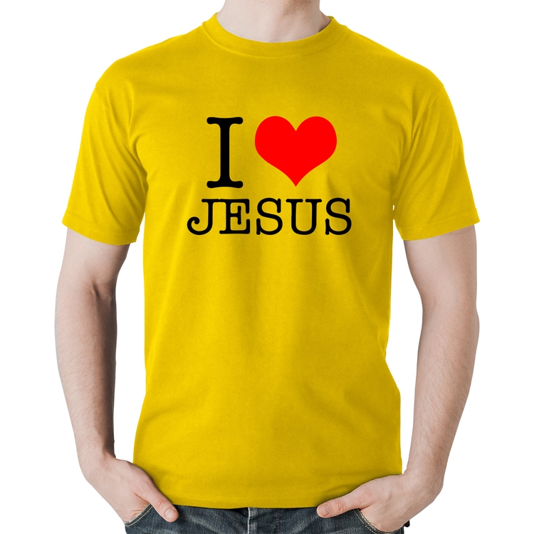 Camiseta Algodão I Love Jesus - Amarela