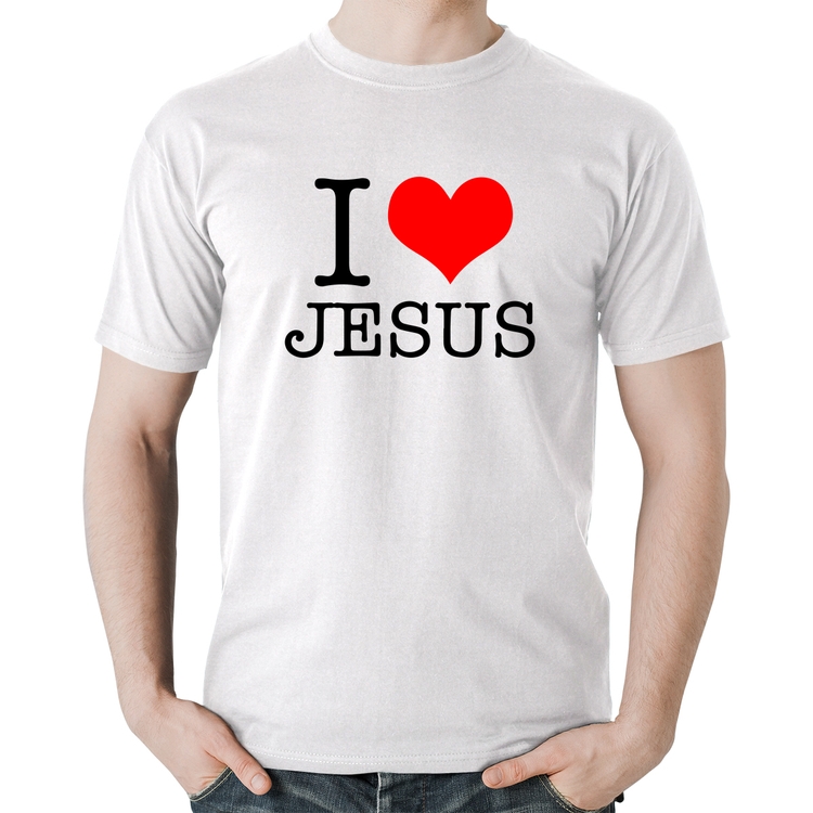 Camiseta Algodão I Love Jesus - Branca