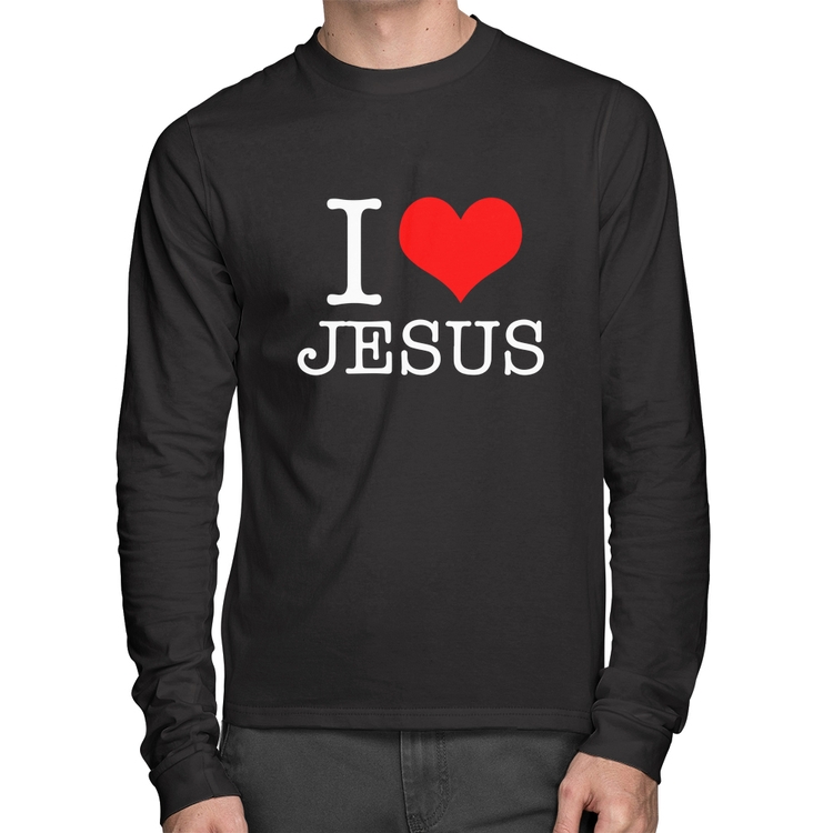 Camiseta Algodão I Love Jesus Manga Longa