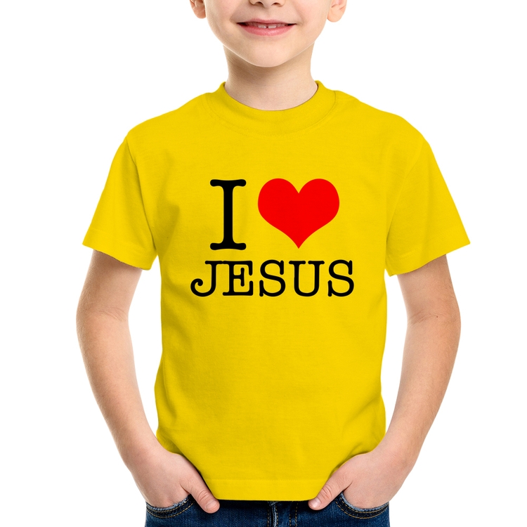 Camiseta Infantil I Love Jesus - Amarela