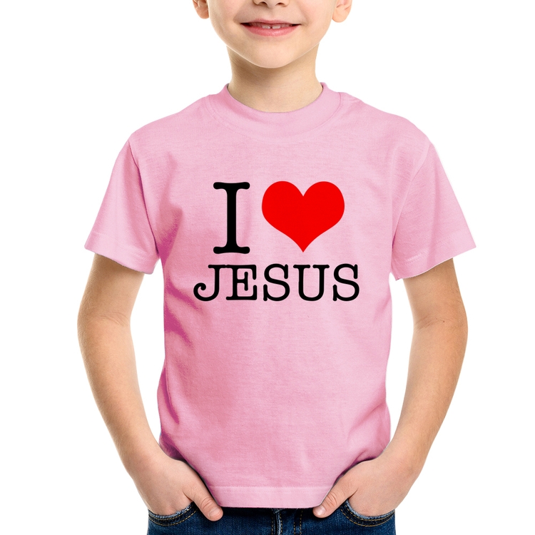 Camiseta Infantil I Love Jesus - Rosa Bebê