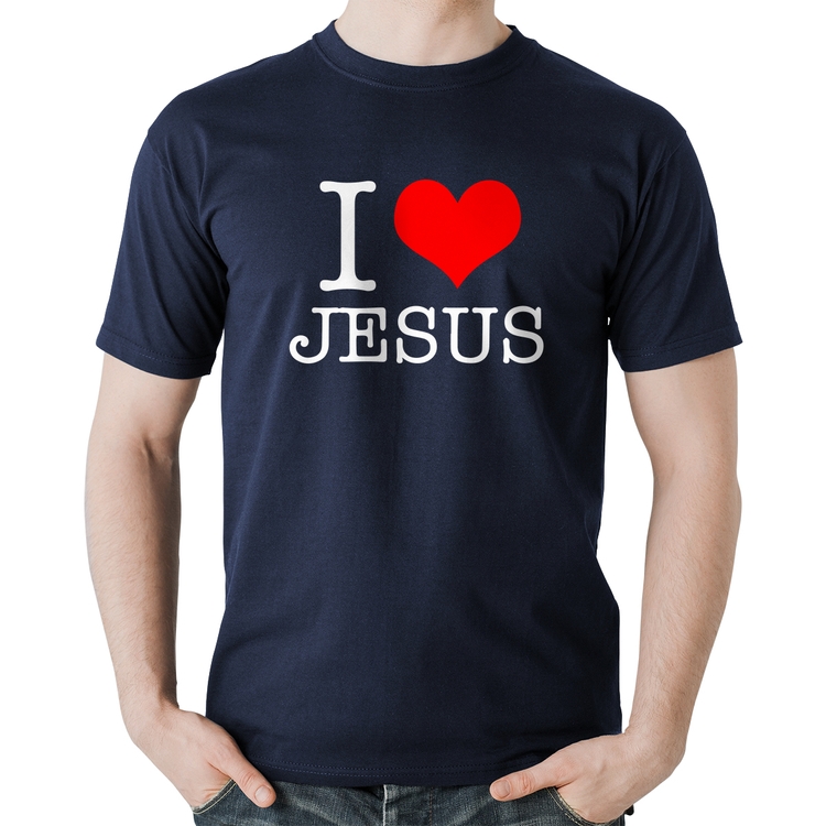 Camiseta Algodão I Love Jesus - Marinho