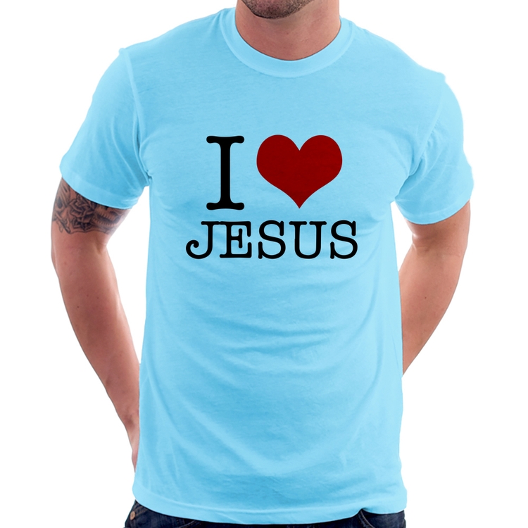 Camiseta I Love Jesus - Azul Bebê