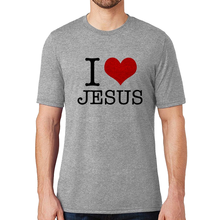 Camiseta I Love Jesus - Cinza