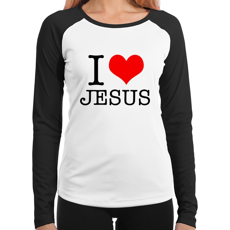 Baby Look Raglan I Love Jesus Manga Longa
