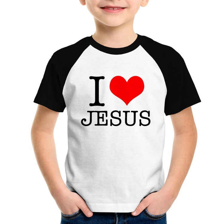 Camiseta Raglan Infantil I Love Jesus