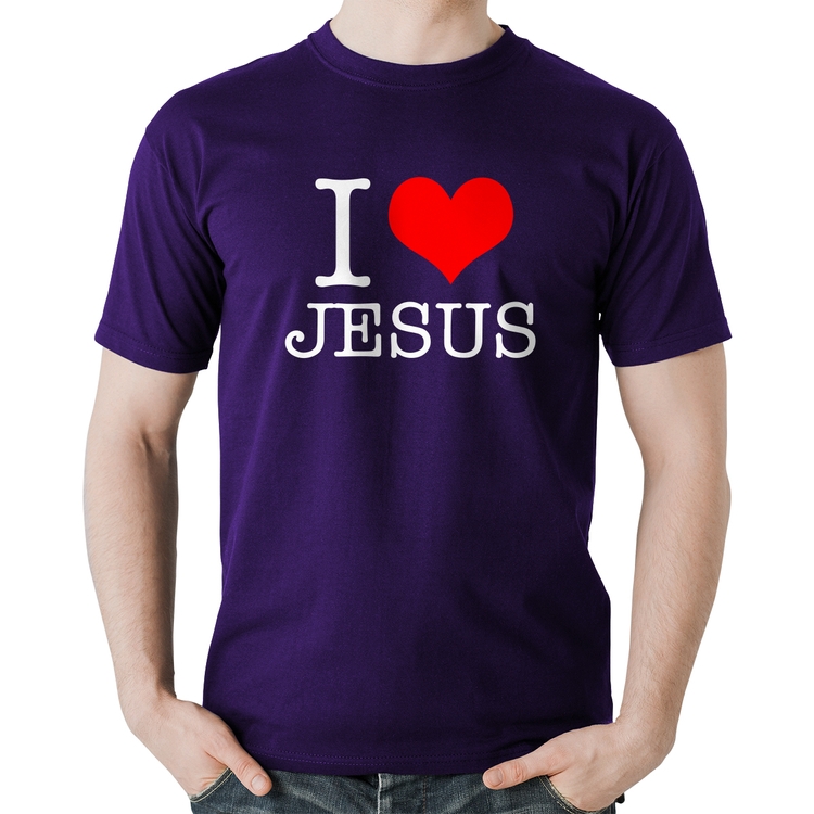 Camiseta Algodão I Love Jesus - Roxa