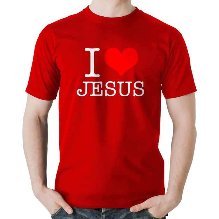 Camiseta Algodão I Love Jesus - Vermelha