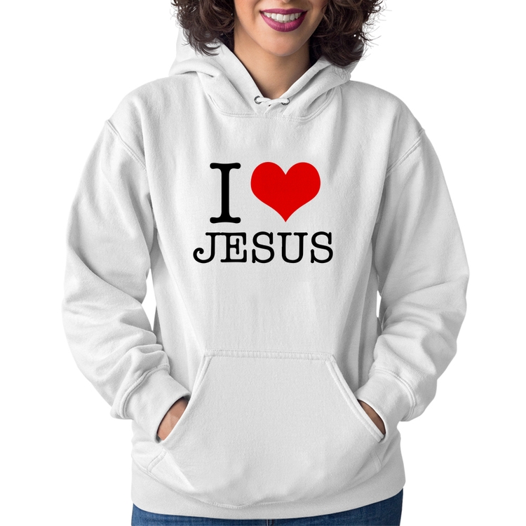 Moletom Feminino I Love Jesus - Branco