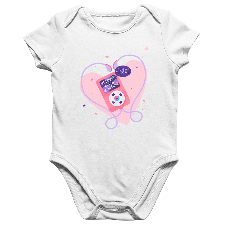 Body Bebê Algodão I love k-pop - Branco