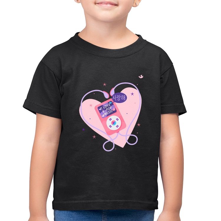 Camiseta Algodão Infantil I love k-pop