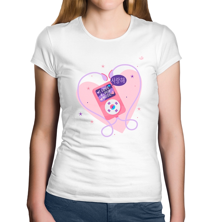 Baby Look Algodão I love k-pop - Branca