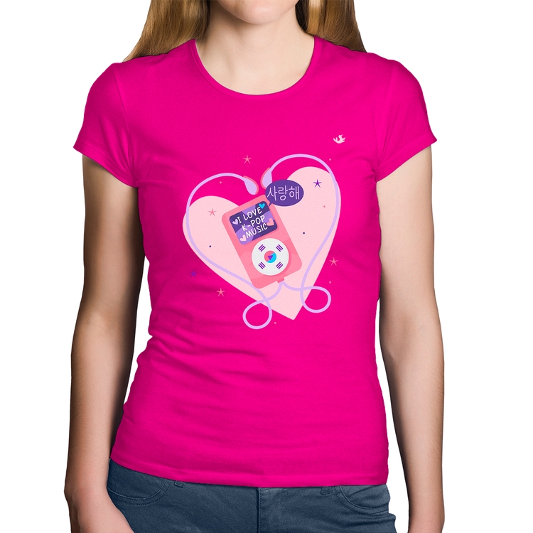 Baby Look Algodão I love k-pop - Rosa