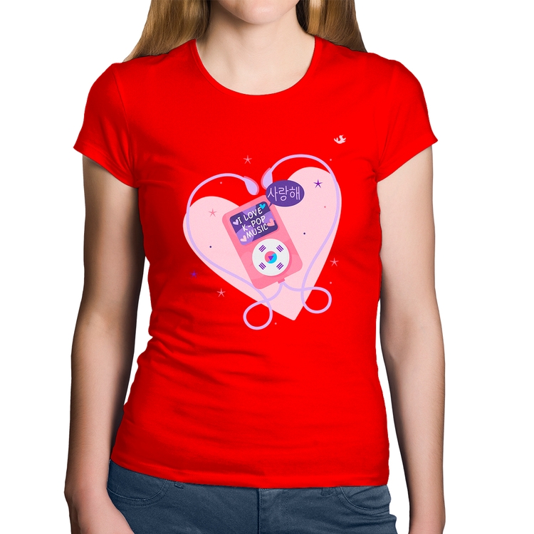 Baby Look Algodão I love k-pop - Vermelha