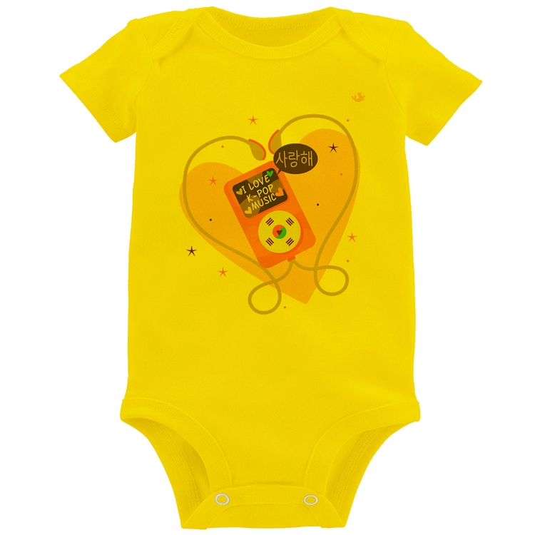 Body Bebê I love k-pop - Amarelo