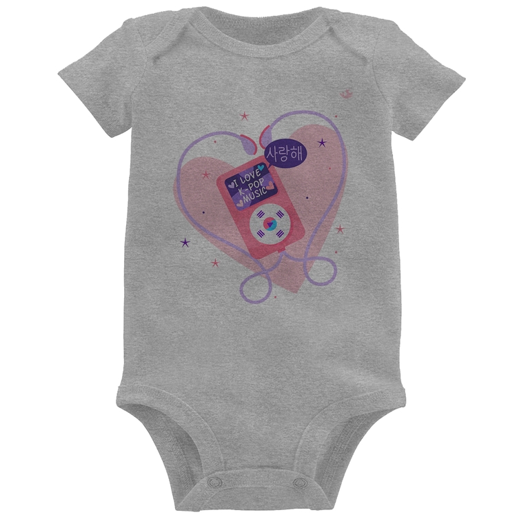 Body Bebê I love k-pop - Cinza