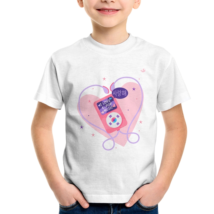 Camiseta Infantil I love k-pop