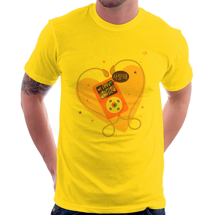 Camiseta I love k-pop - Amarela