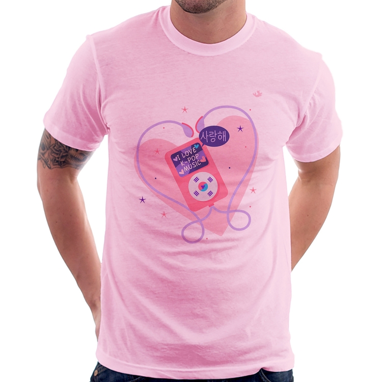 Camiseta I love k-pop - Rosa Bebê
