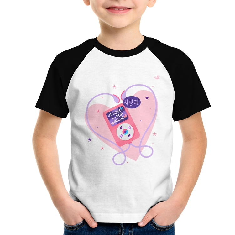 Camiseta Raglan Infantil I love k-pop