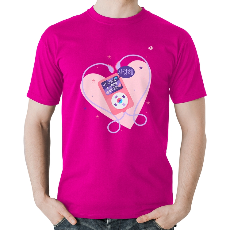 Camiseta Algodão I love k-pop - Rosa