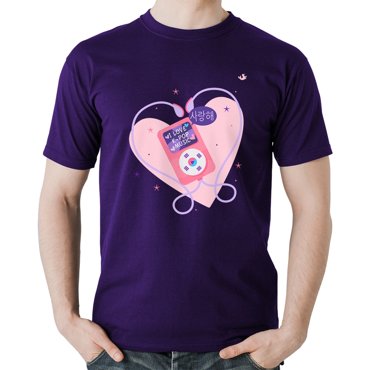 Camiseta Algodão I love k-pop - Roxa