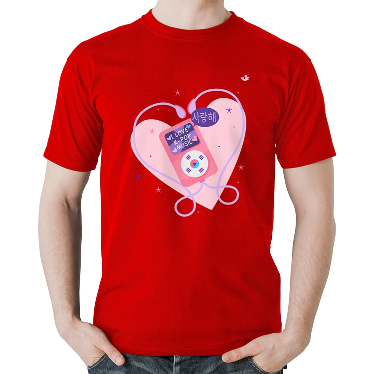 Camiseta Algodão I love k-pop - Vermelha