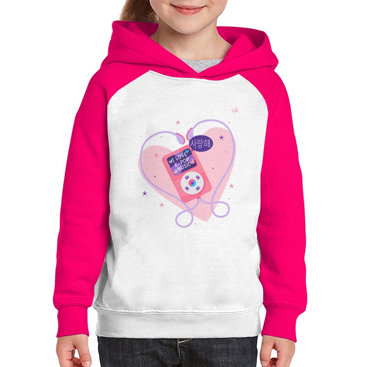 Moletom Infantil I love k-pop - Branco/Rosa