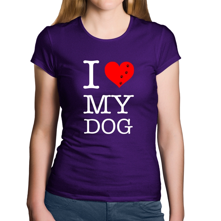 Baby Look Algodão I love My Dog - Roxa