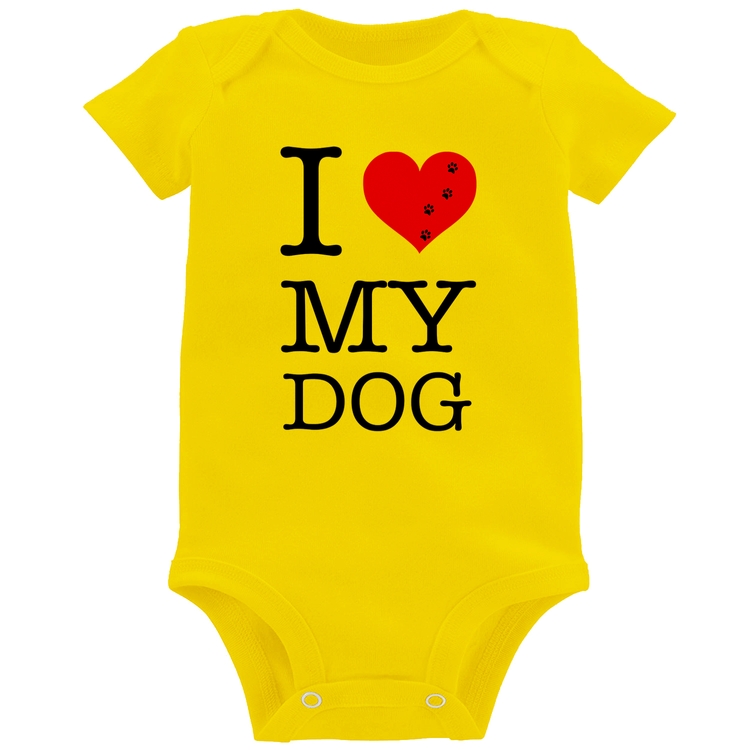 Body Bebê I love My Dog - Amarelo
