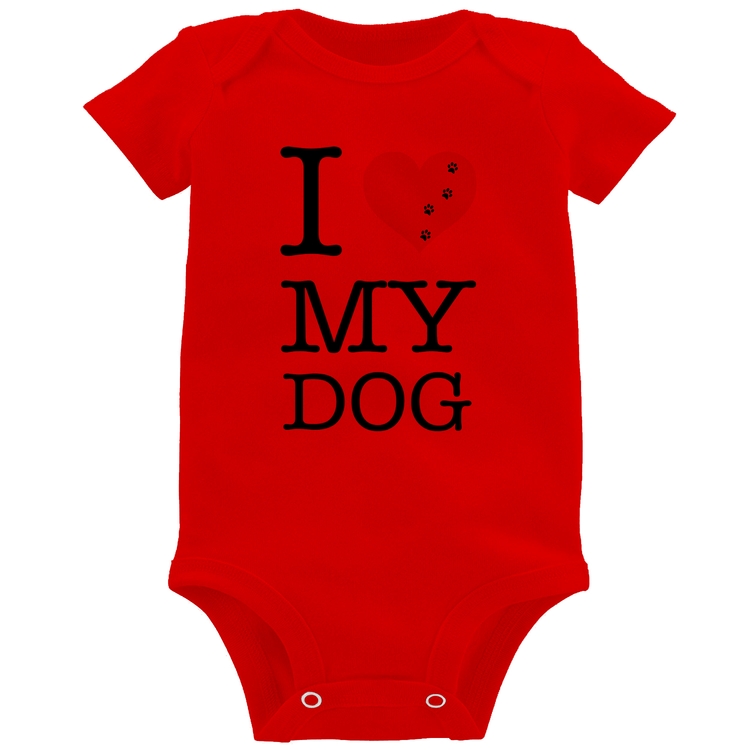 Body Bebê I love My Dog - Vermelho