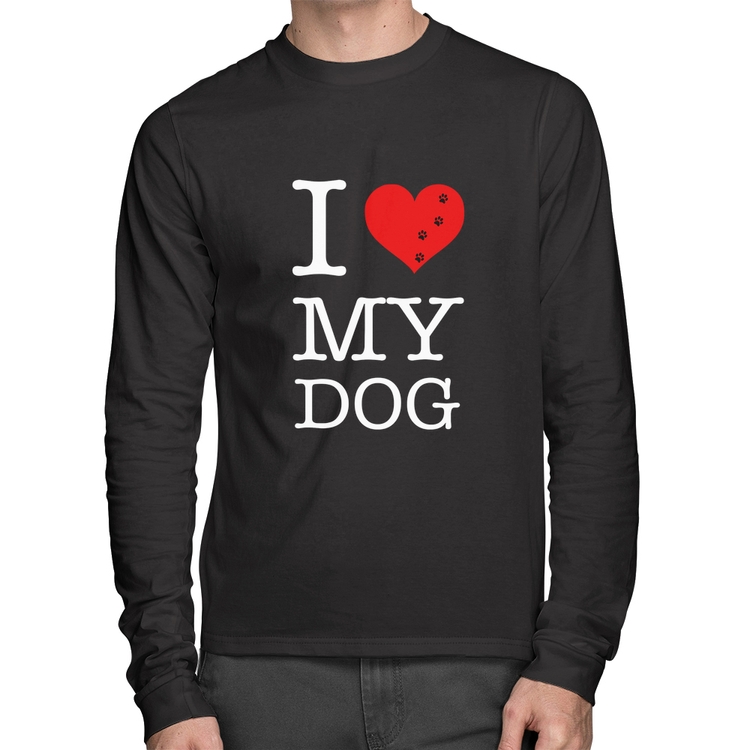 Camiseta Algodão I love My Dog Manga Longa