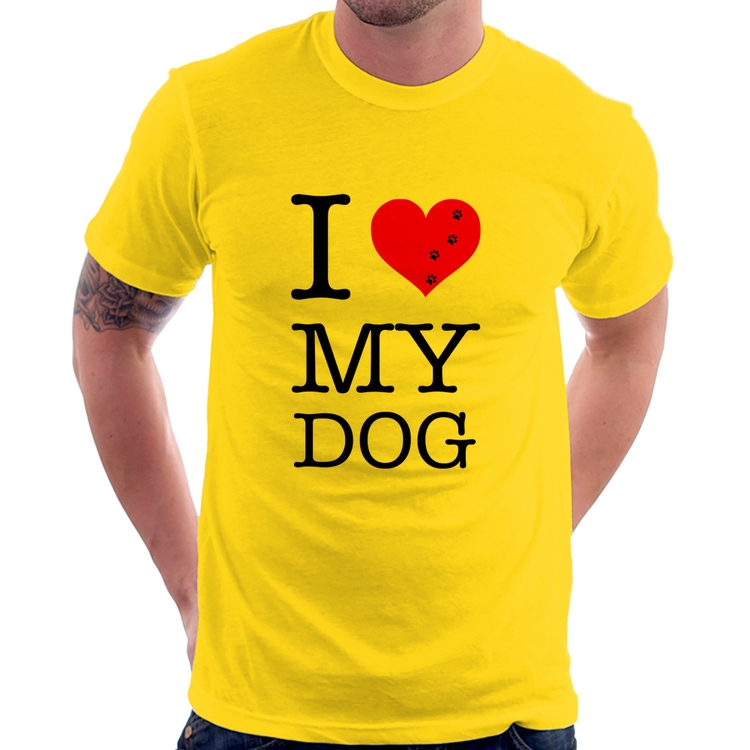 Camiseta I love My Dog - Amarela