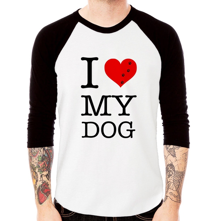 Camiseta Raglan I love My Dog Manga 3/4