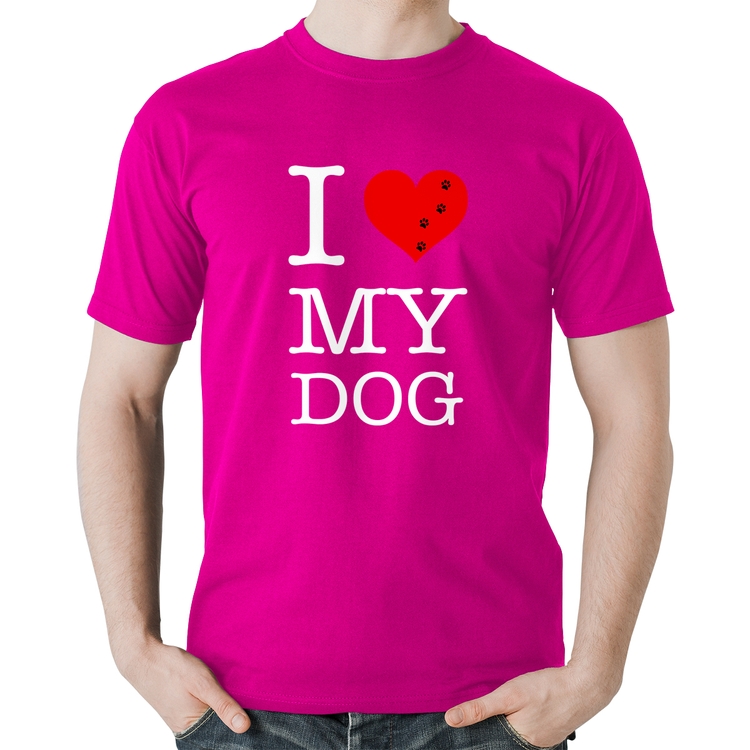Camiseta Algodão I love My Dog - Rosa
