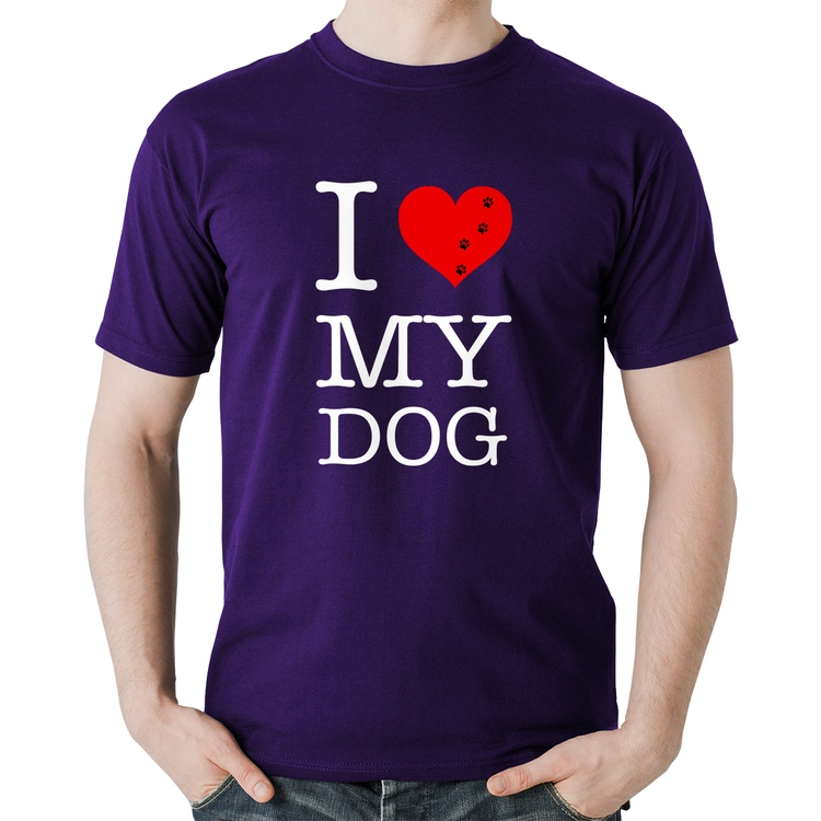 Camiseta Algodão I love My Dog - Roxa