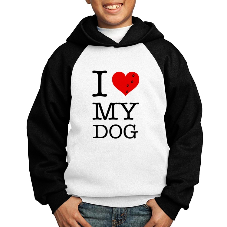 Moletom Infantil I love My Dog - Branco/Preto
