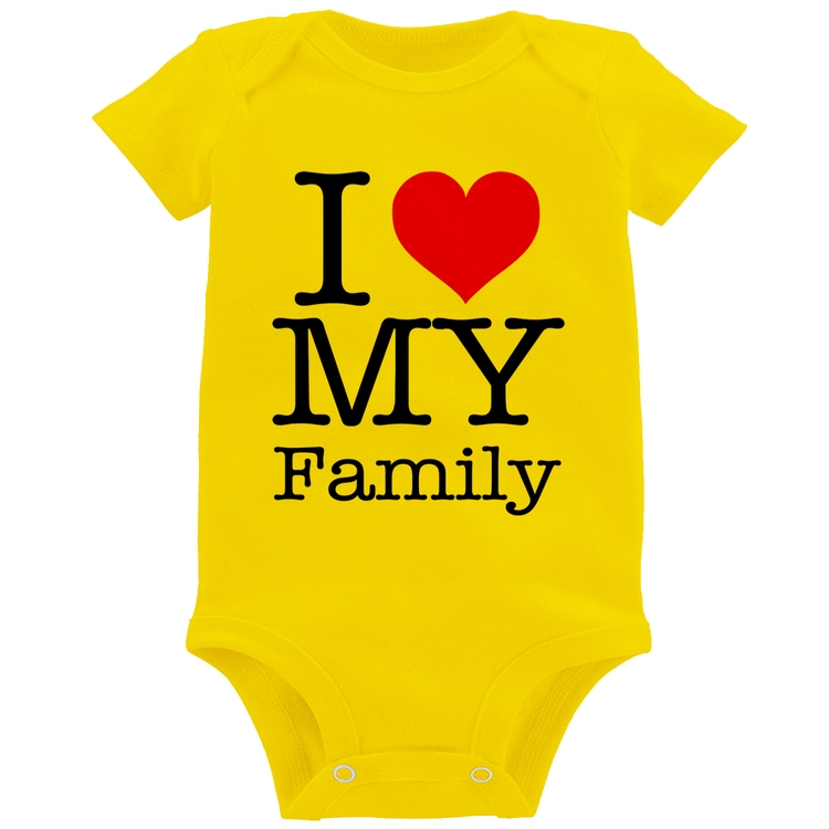 Body Bebê I Love My Family - Amarelo