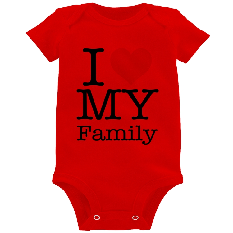Body Bebê I Love My Family - Vermelho