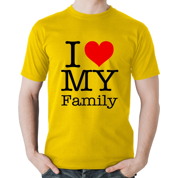 Camiseta Algodão I Love My Family - Amarela