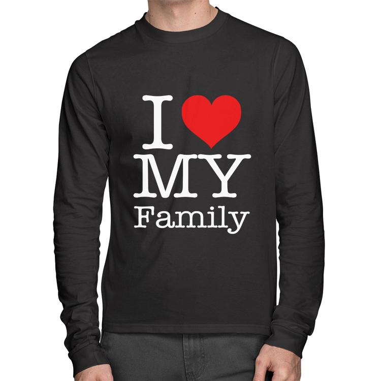 Camiseta Algodão I Love My Family Manga Longa
