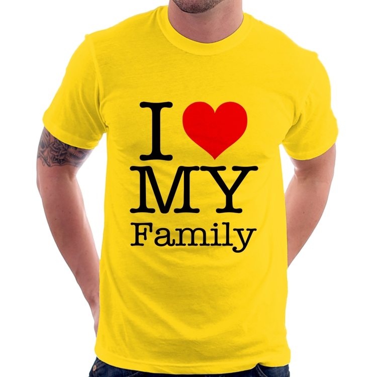Camiseta I Love My Family - Amarela