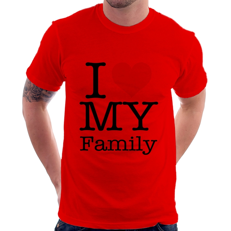Camiseta I Love My Family - Vermelha