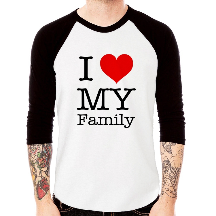 Camiseta Raglan I Love My Family Manga 3/4