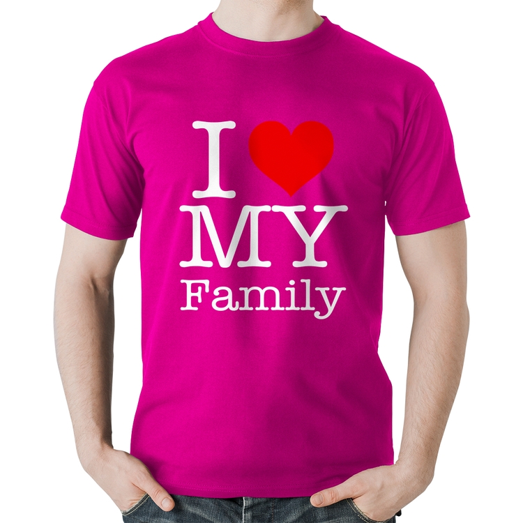 Camiseta Algodão I Love My Family - Rosa