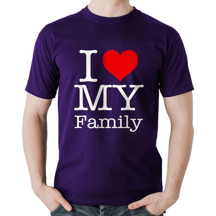 Camiseta Algodão I Love My Family - Roxa
