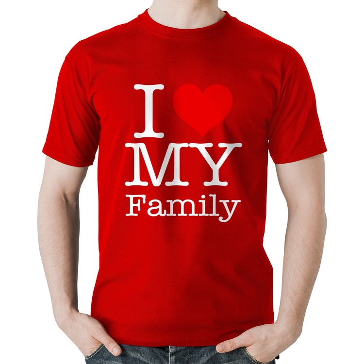 Camiseta Algodão I Love My Family - Vermelha