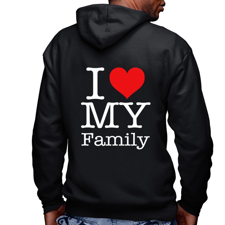 Blusa Moletom I Love My Family Masculina com Capuz e Zíper